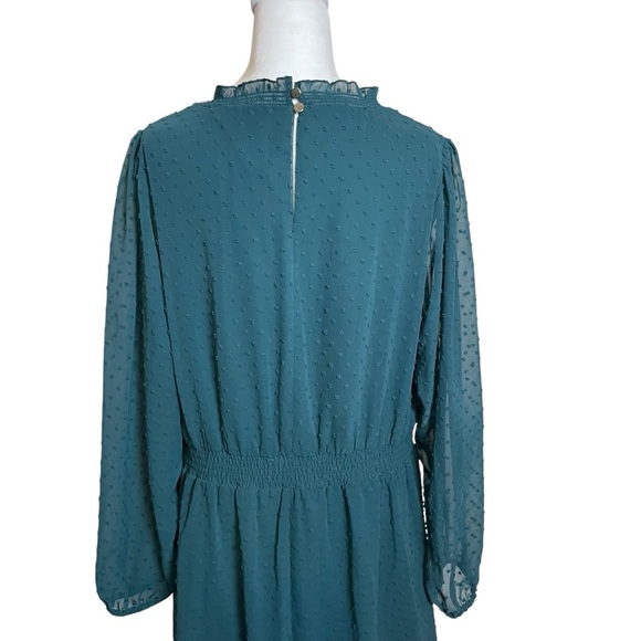 NWT City Chic Womens Size S 16 Dobby Tiered Dress Alpine Teal Romantic Flowy - Picture 8 of 16